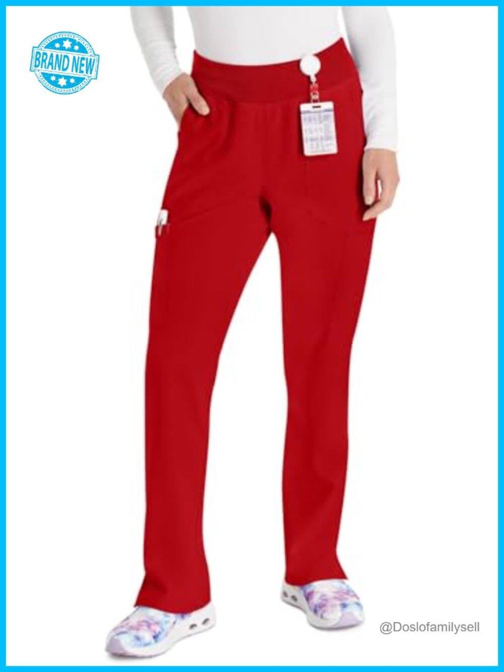 Women's Medical Scrub Pants, Stretch Pull-On, 7 Pockets